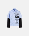 Inflation Streetwear striped graphic layered long-sleeve T-shirt with bold horizontal stripes and modern design, front view.