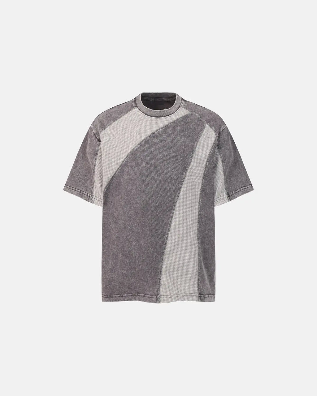 Textured patchwork washed T-shirt from Inflation Streetwear, featuring a mixed fabric design and casual fit.