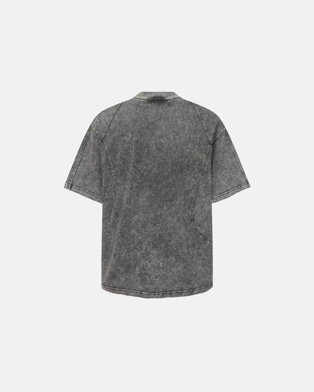 Distressed washed zip sleeve T-shirt by INFLATION, featuring a casual streetwear style with a faded, worn-in look.