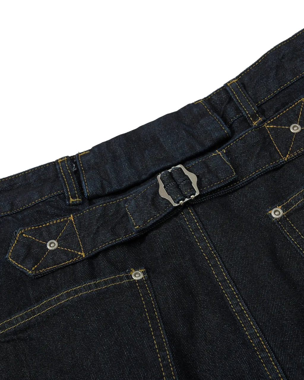 Deconstructed wide-leg longline jorts by INFLATION, featuring distressed denim and a relaxed fit with frayed hems.