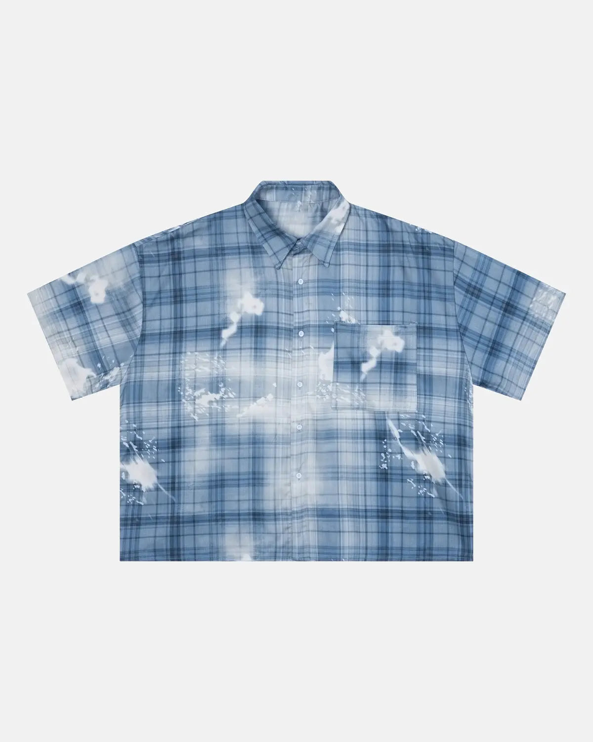 Inflation streetwear boxy tencel washed plaid print shirt with a relaxed fit and button-up front, featuring a casual plaid design.