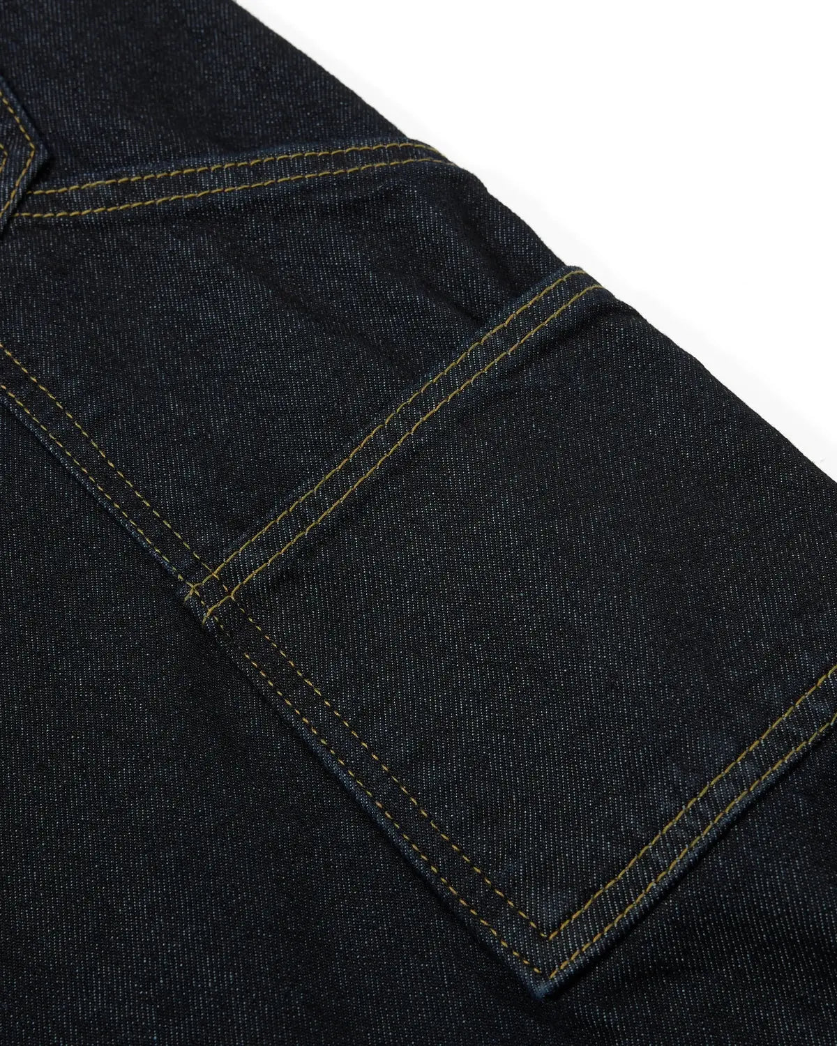 Deconstructed wide-leg longline jorts from INFLATION Streetwear featuring distressed denim and extended length.