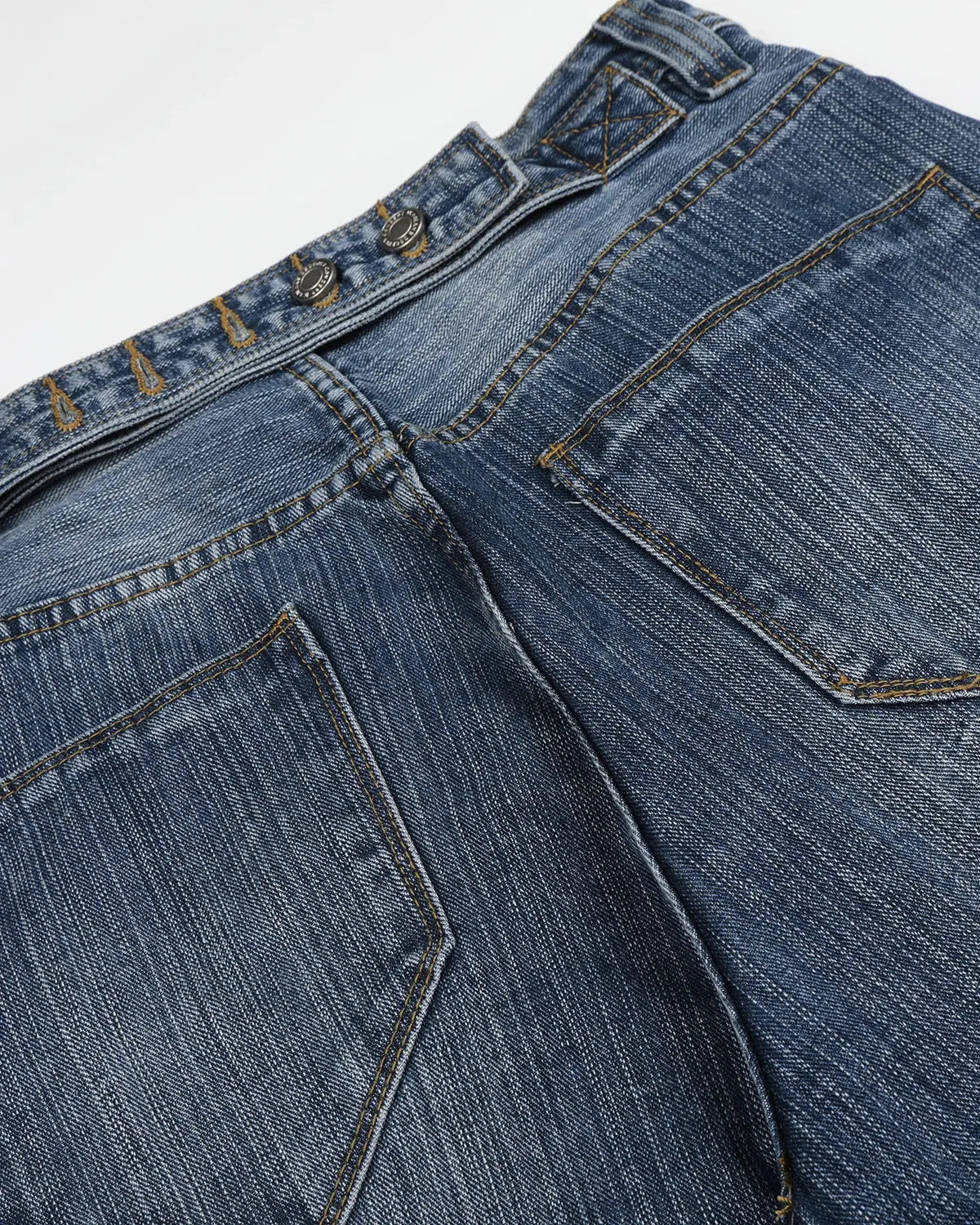Adjustable waist bamboo weave baggy jeans from Inflation Streetwear featuring relaxed fit and eco-friendly fabric.