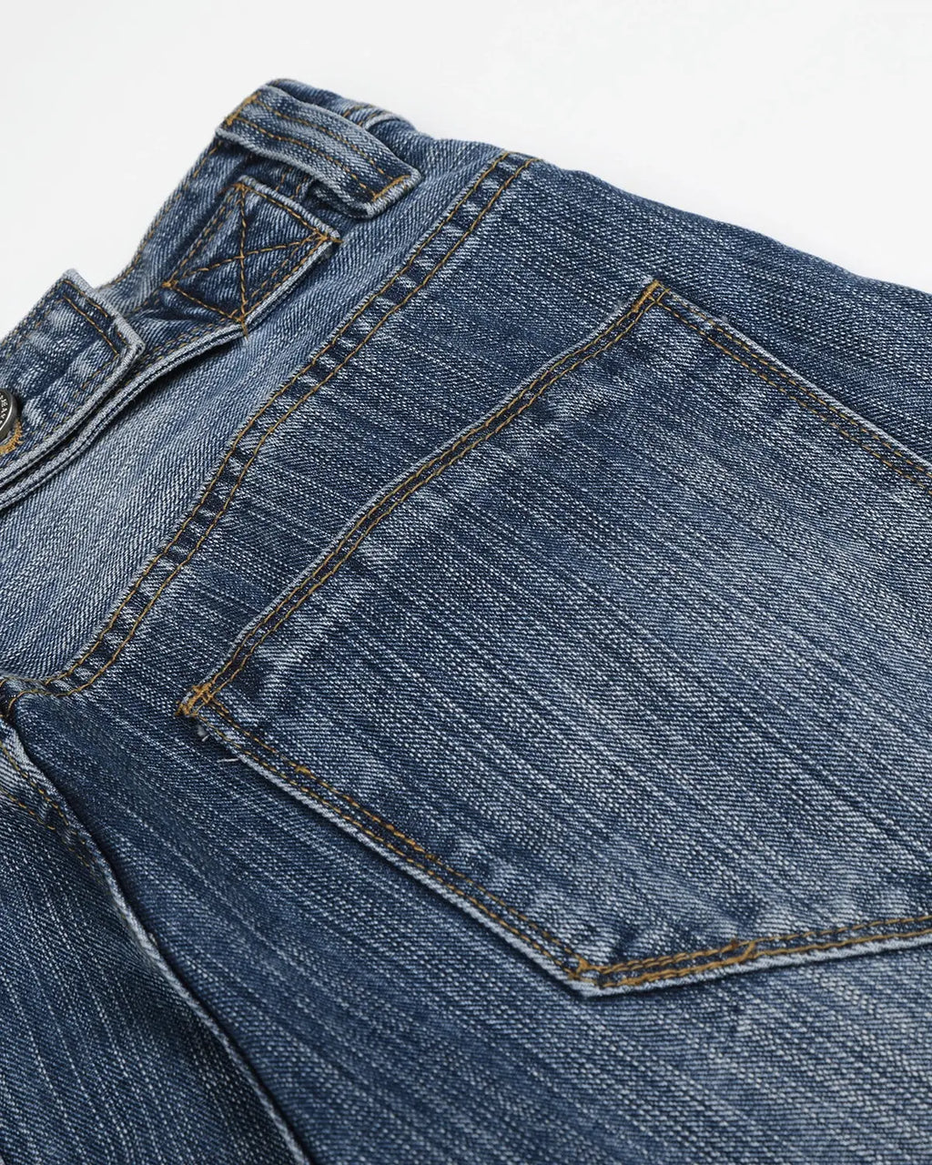 Adjustable waist bamboo weave baggy jeans by INFLATION, featuring relaxed fit and eco-friendly fabric, shown on a model.