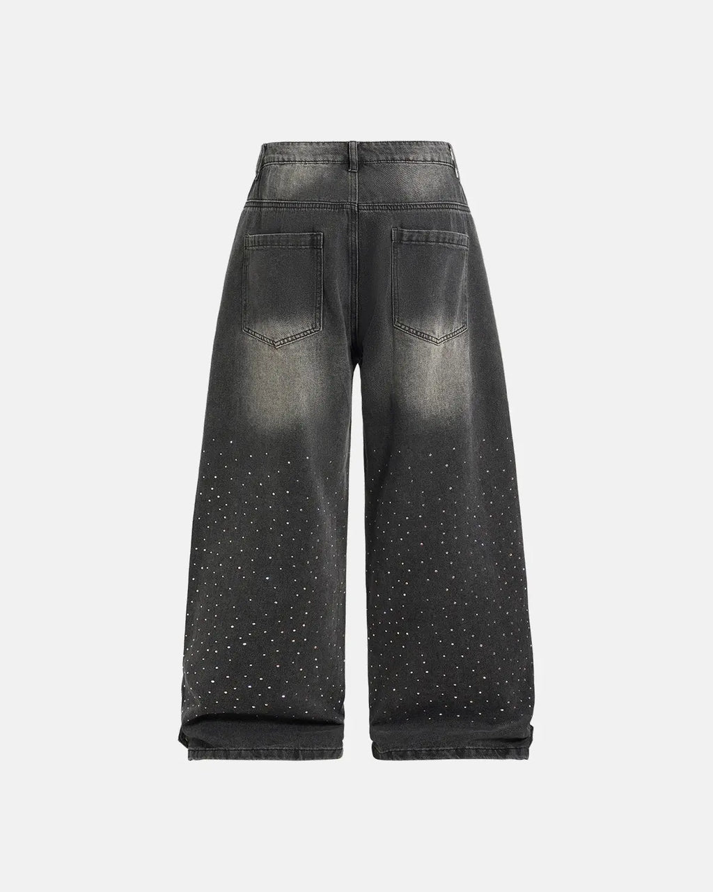 Colorful rhinestone wash baggy jeans by INFLATION featuring vibrant embellishments and relaxed streetwear style.