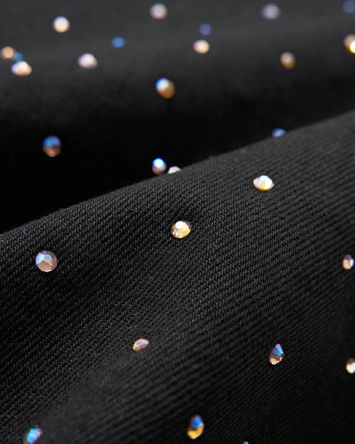 Inflation Chill wide-leg denim pants with rhinestone embellishments, featuring a relaxed fit and stylish streetwear design.