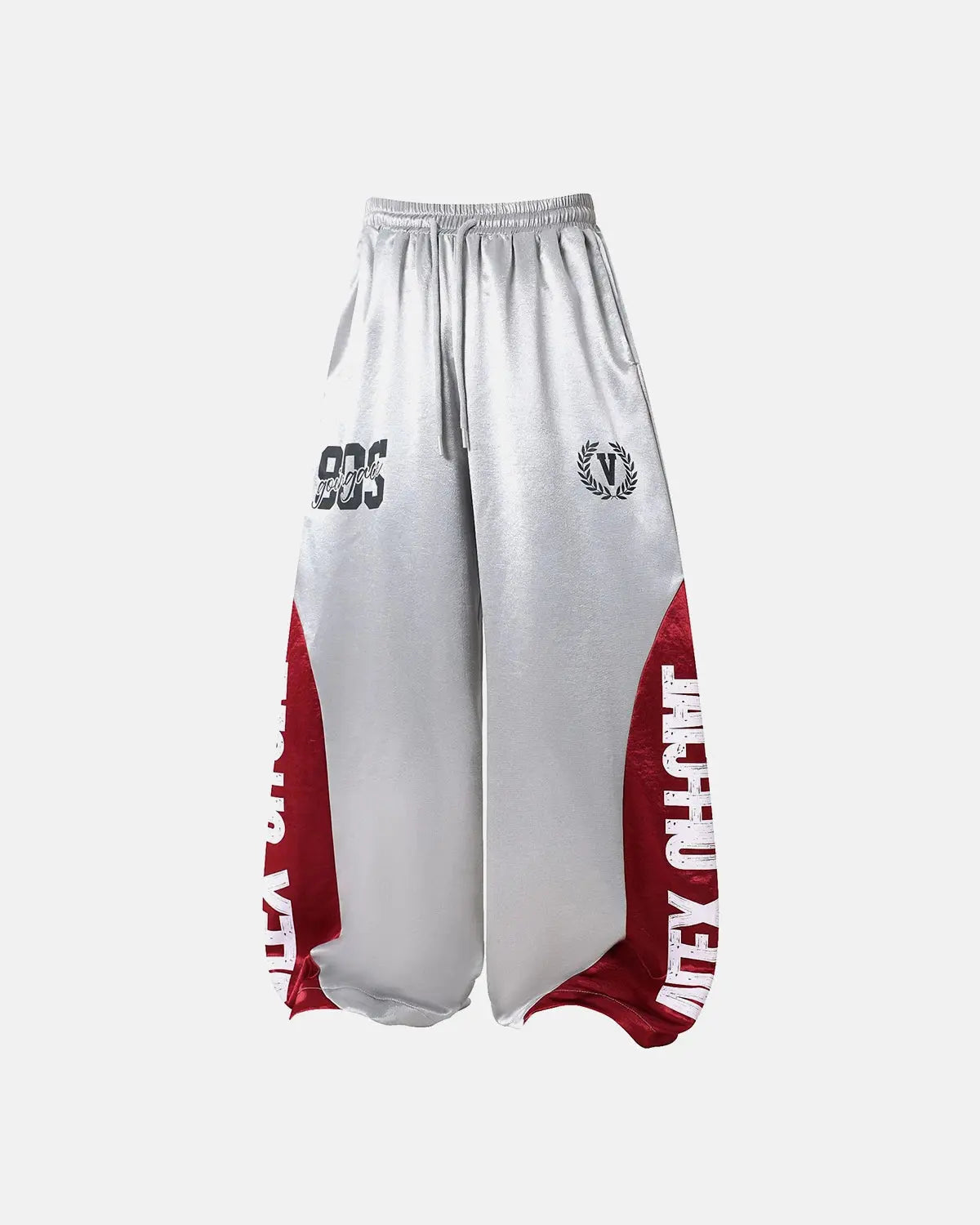 Glossy contrast barrel sweatpant by INFLATION featuring a sleek design, elastic waistband, and stylish streetwear details.
