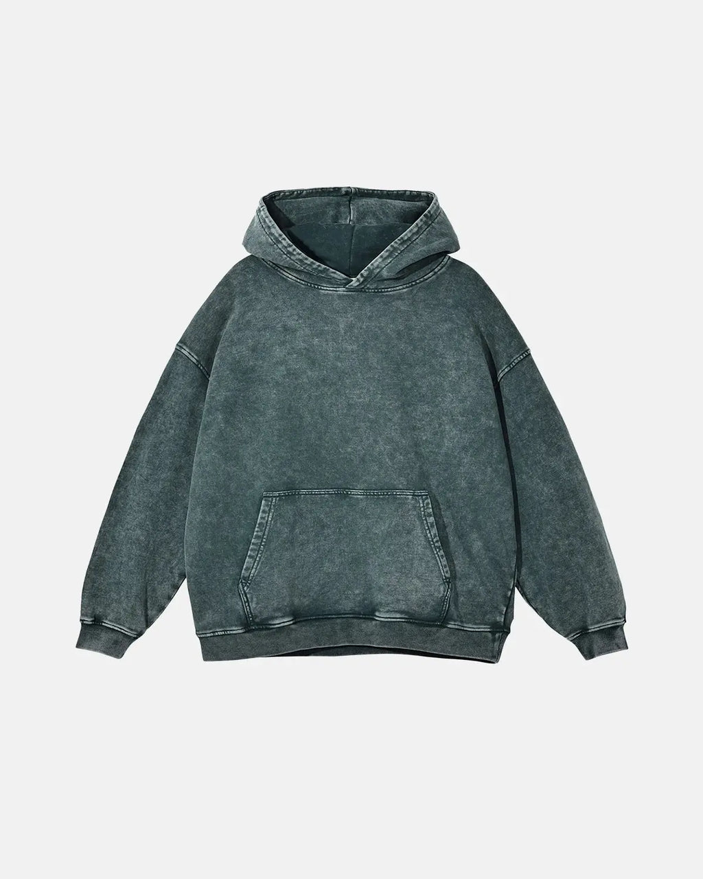 Inflation Streetwear French Terry Washed Distressed Hoodie with faded fabric and ripped details, casual streetwear style.