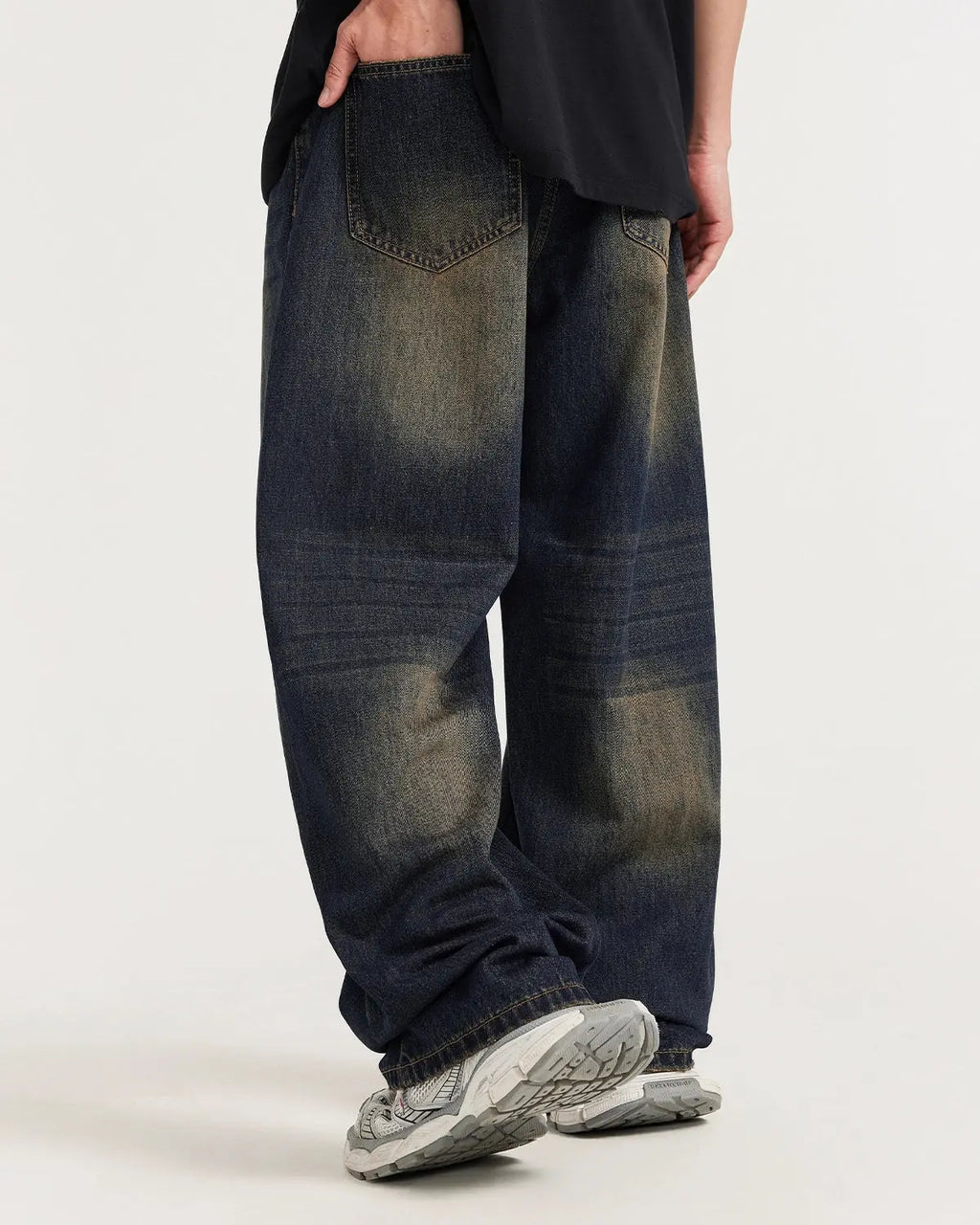 Inflation Monkey Wash Wide Leg Jeans featuring a relaxed fit and stylish denim wash, perfect for streetwear fashion.