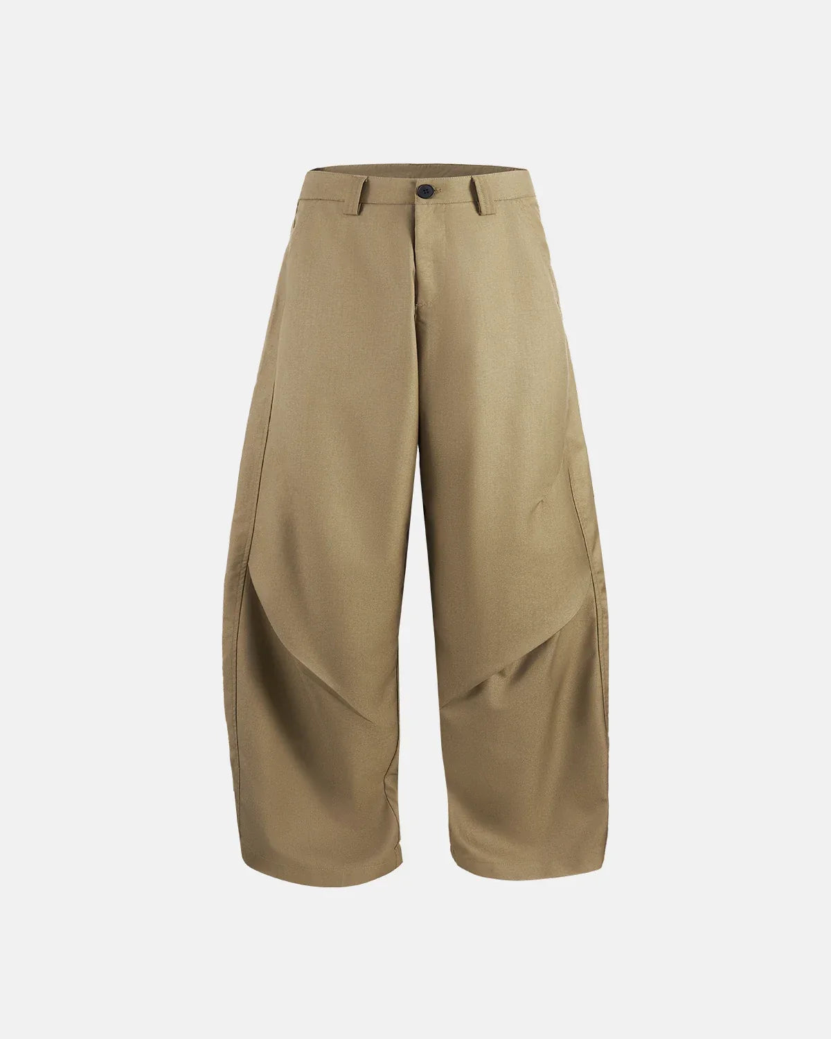 Inflation streetwear pleated barrel tailored pants in neutral fabric, featuring a relaxed fit and structured silhouette.