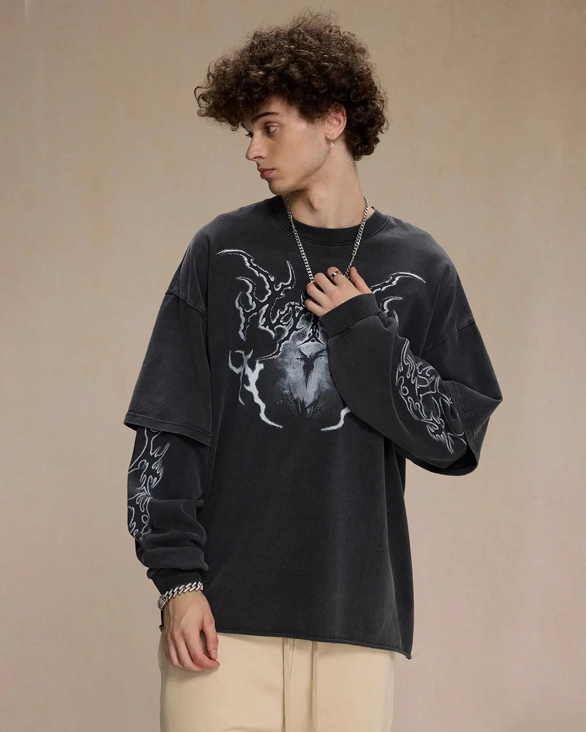 Inflation Streetwear Retro Raw Edge Graphic T-shirt with bold printed design on soft cotton fabric.