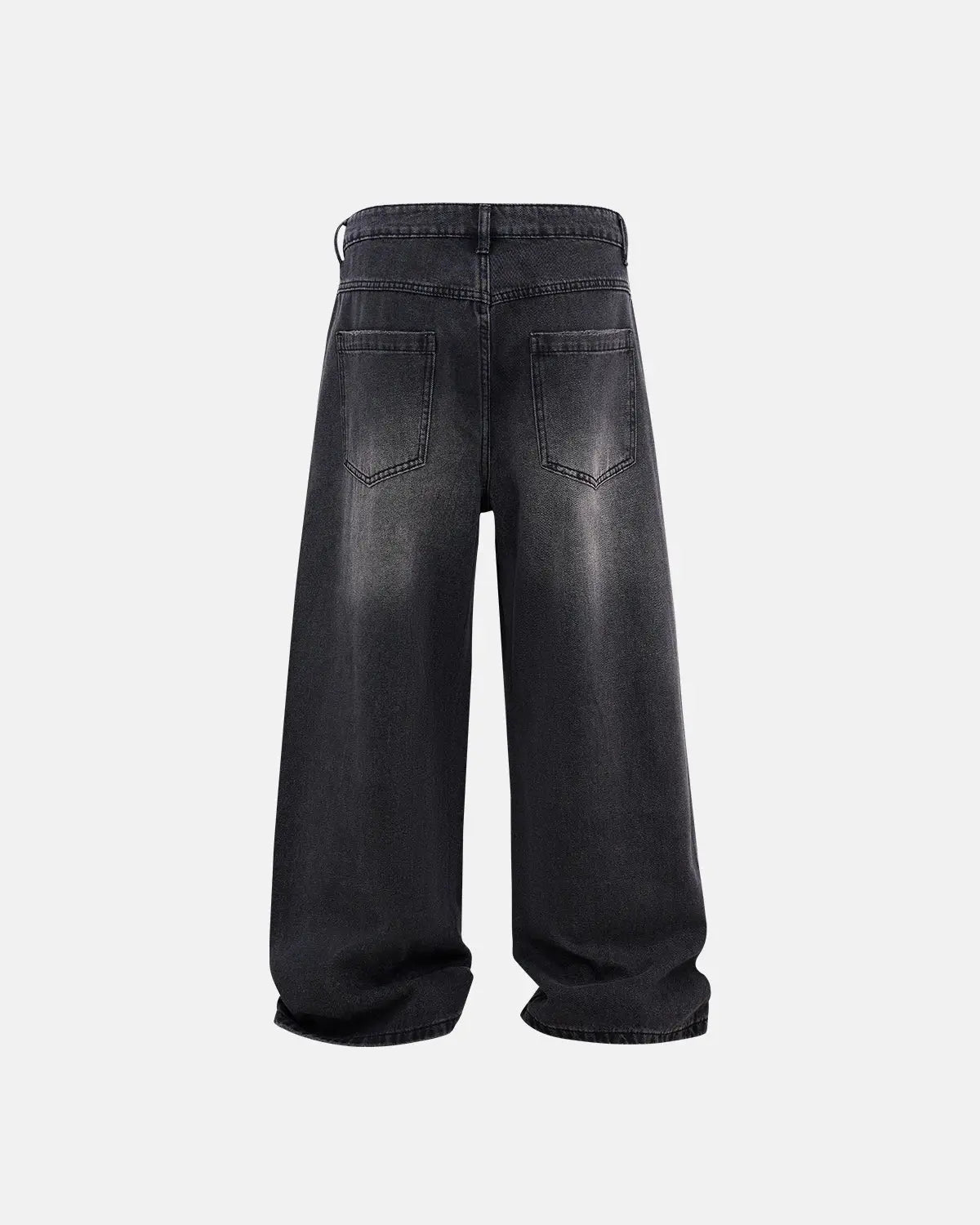 Distressed rhinestone ripped baggy jeans by INFLATION featuring a relaxed fit, ripped details, and sparkling rhinestones on denim.