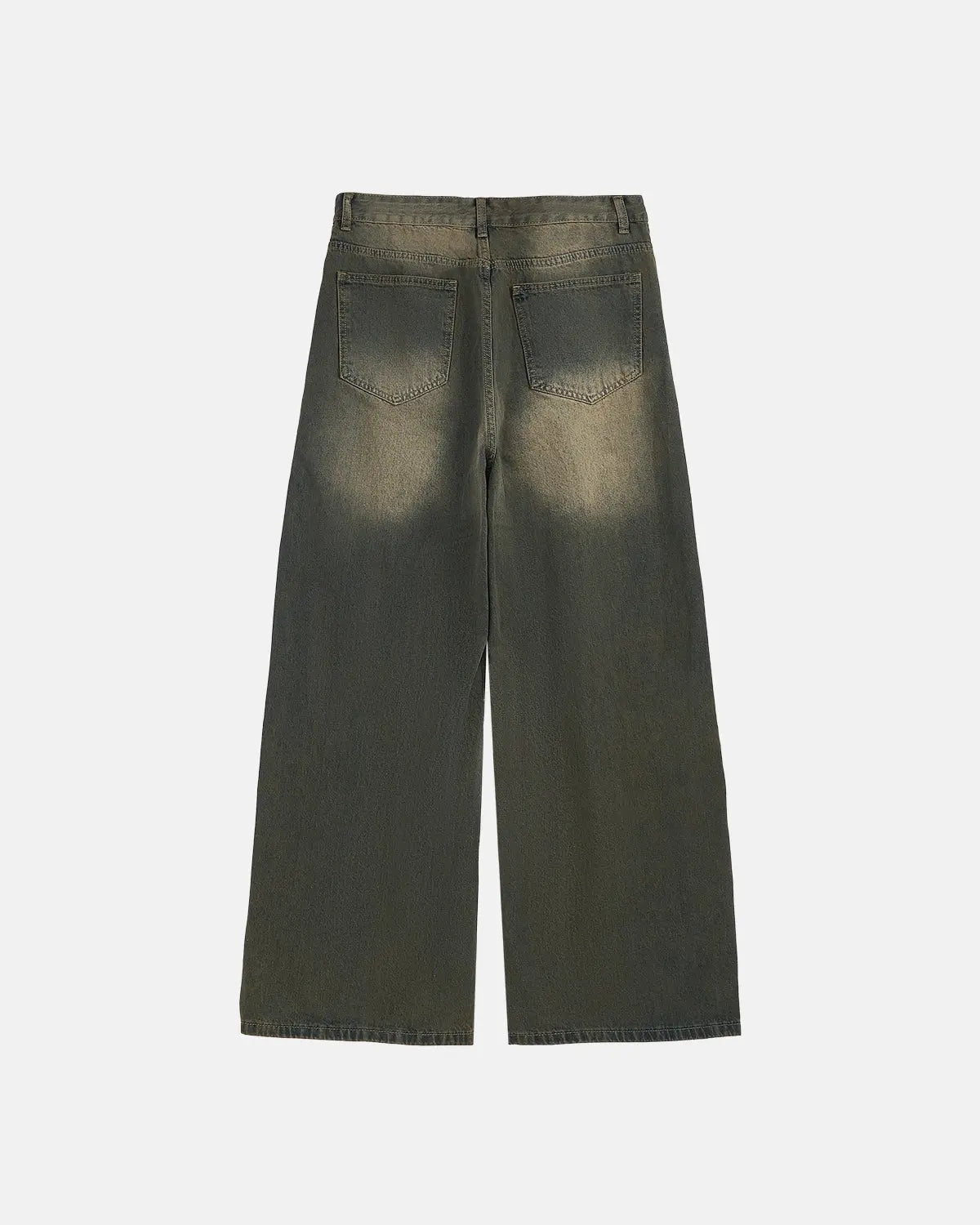 Inflation Streetwear washed loose-fit denim pants with distressed details and relaxed fit, casual streetwear style.