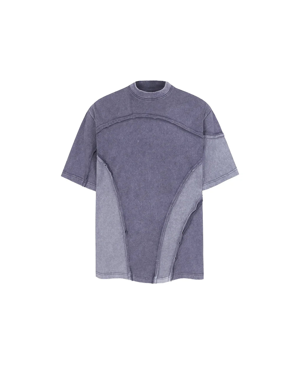 Patchwork washed boxy cropped T-shirt by INFLATION Streetwear, featuring a colorful patchwork design and relaxed fit.