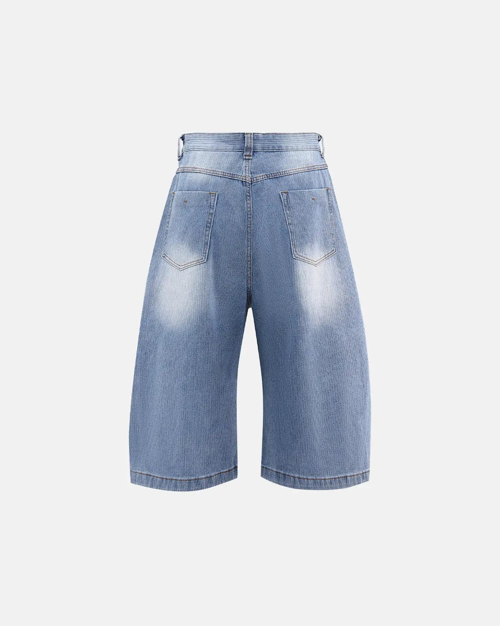 Star rhinestone longline denim shorts by INFLATION featuring stylish denim pants with star embellishments and a longline fit.