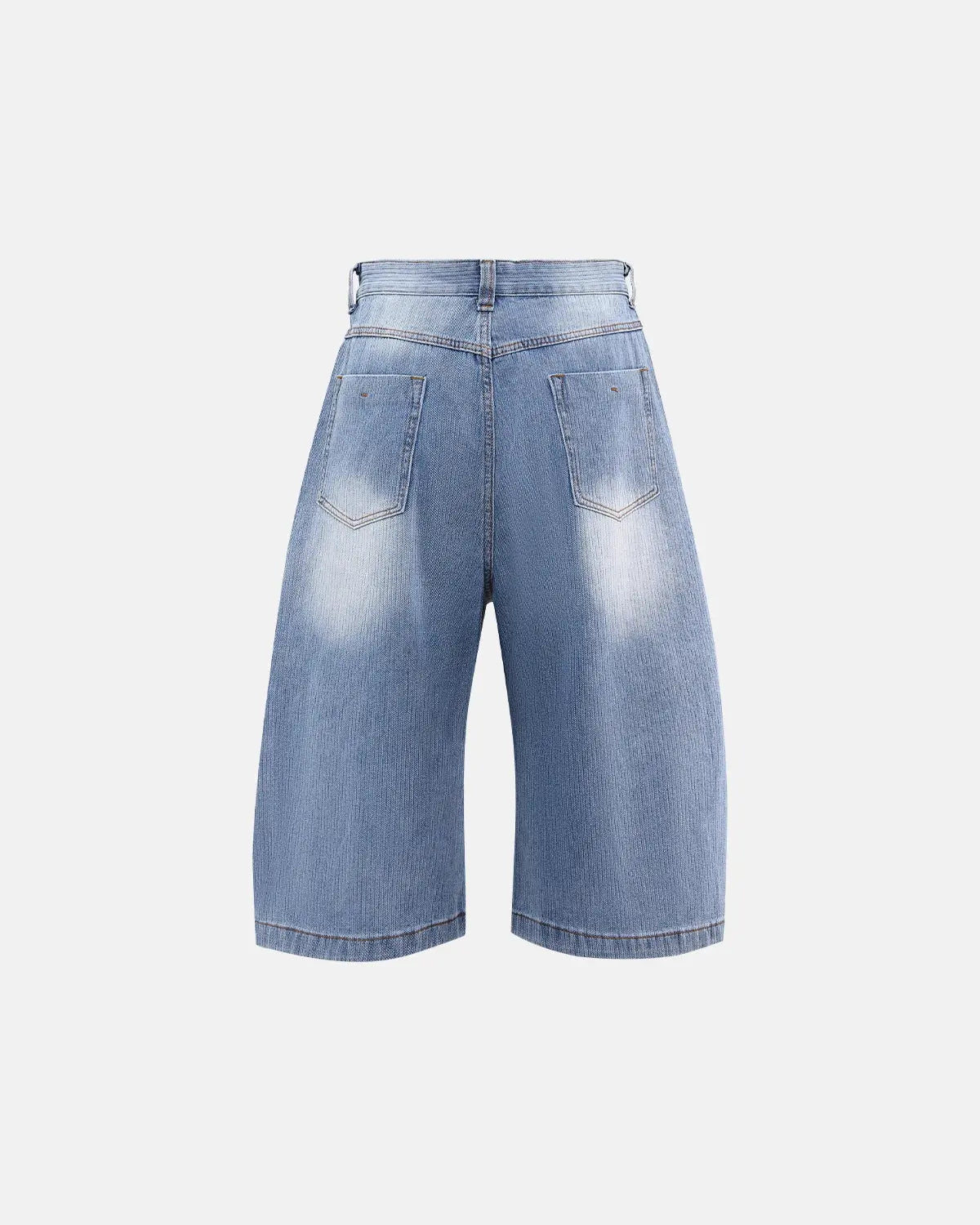 Star rhinestone longline denim shorts by INFLATION featuring stylish denim pants with star embellishments and a longline fit.