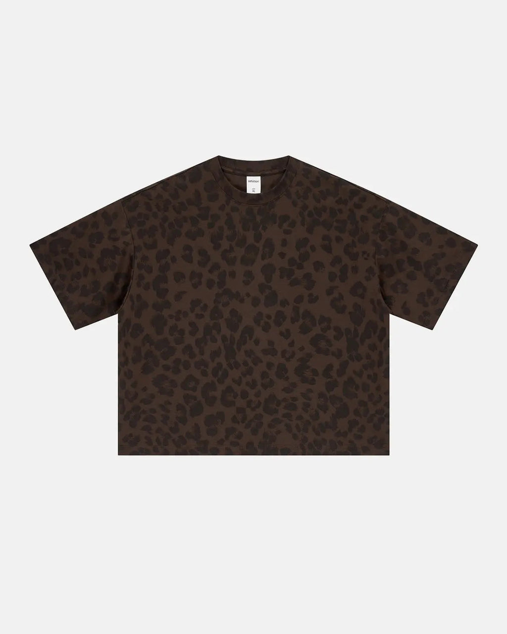 Leopard print boxy T-shirt from INFLATION Streetwear featuring bold animal pattern and relaxed fit.