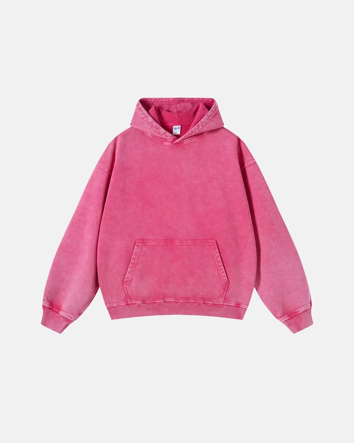 INFLATION French Terry Washed Distressed Hoodie showing a relaxed fit, distressed details, and casual streetwear style.