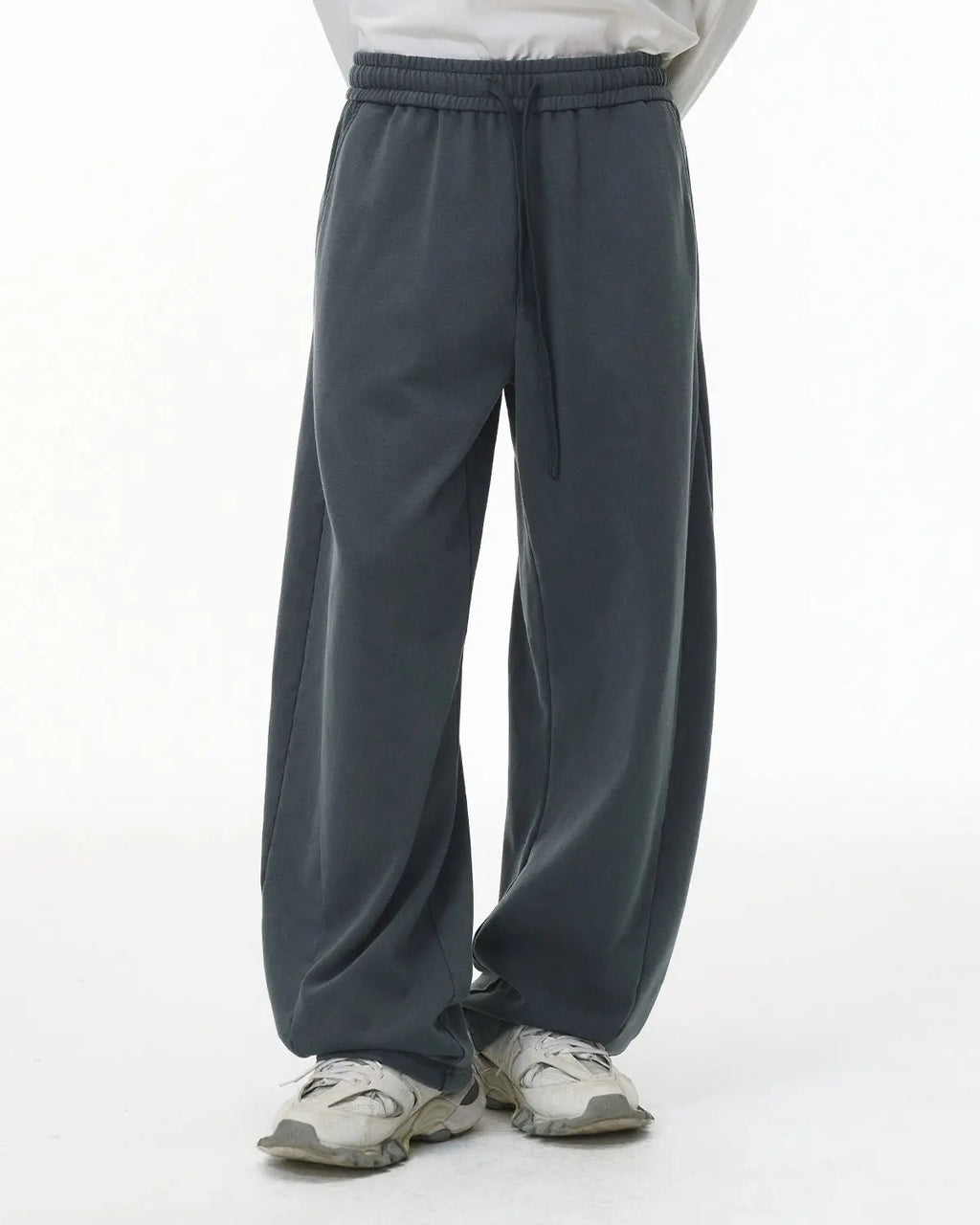 Inflation streetwear garment wash French terry straight-leg sweatpant in neutral color, relaxed fit with elastic waistband and cuffs