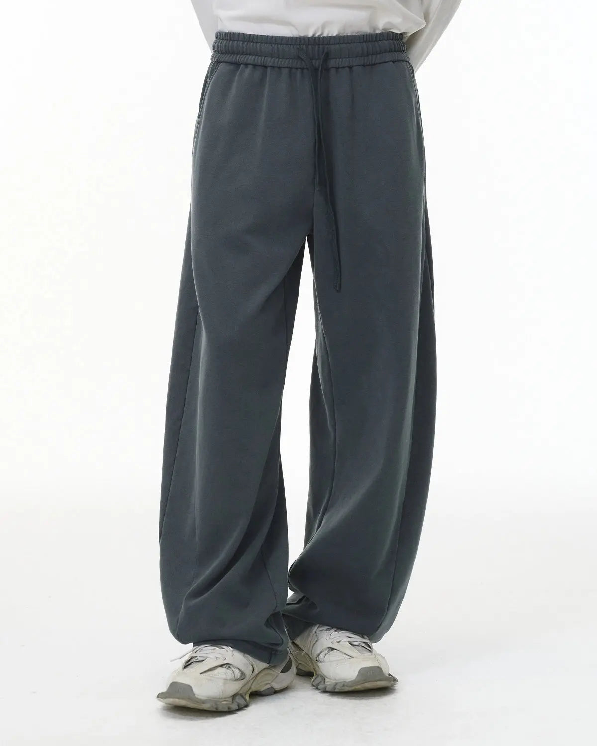 Inflation streetwear garment wash French terry straight-leg sweatpant in neutral color, relaxed fit with elastic waistband and cuffs