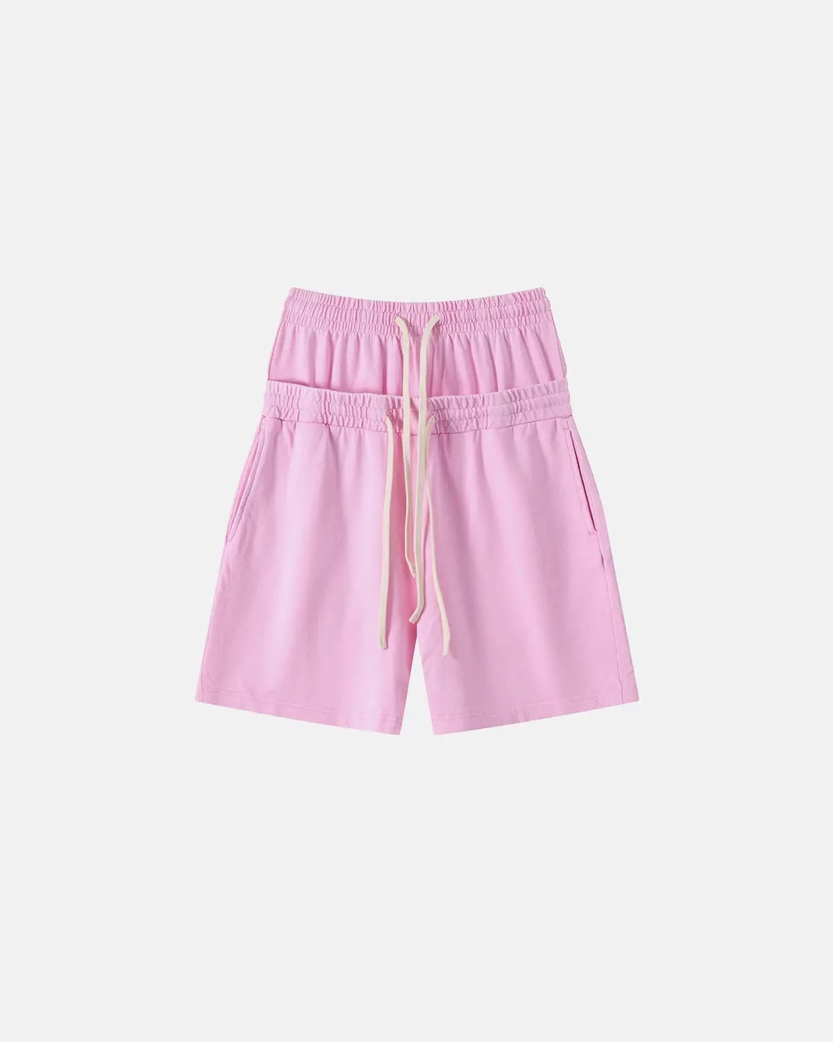 Inflation Streetwear double waist acid wash sweat shorts with relaxed fit and stylish design, displayed flat in the image.