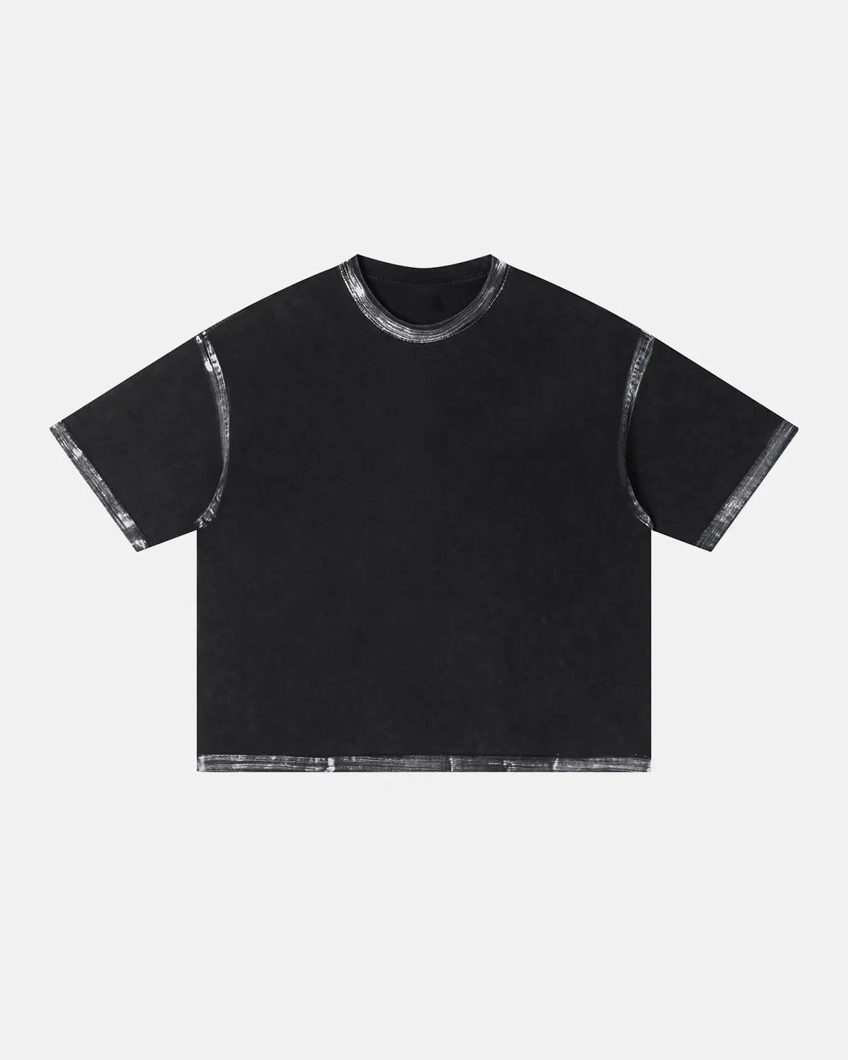 Inflation Streetwear Dirty Wash heavyweight boxy T-shirt with distressed denim-style finish, front graphic, and relaxed fit.