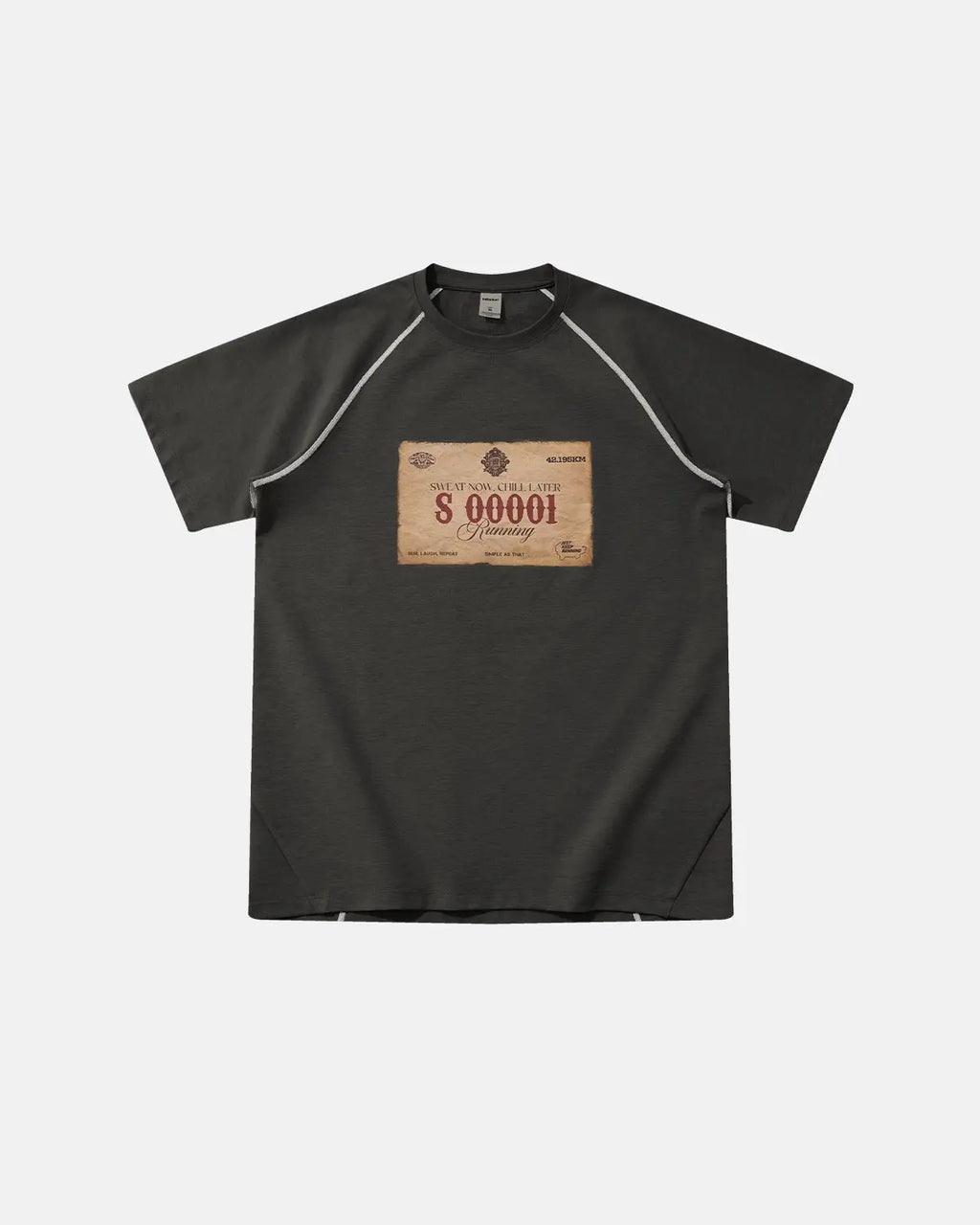 Inflation Streetwear Retro Graphic Printing Raglan T-shirt with bold vintage-inspired design, black sleeves, and colorful front print.