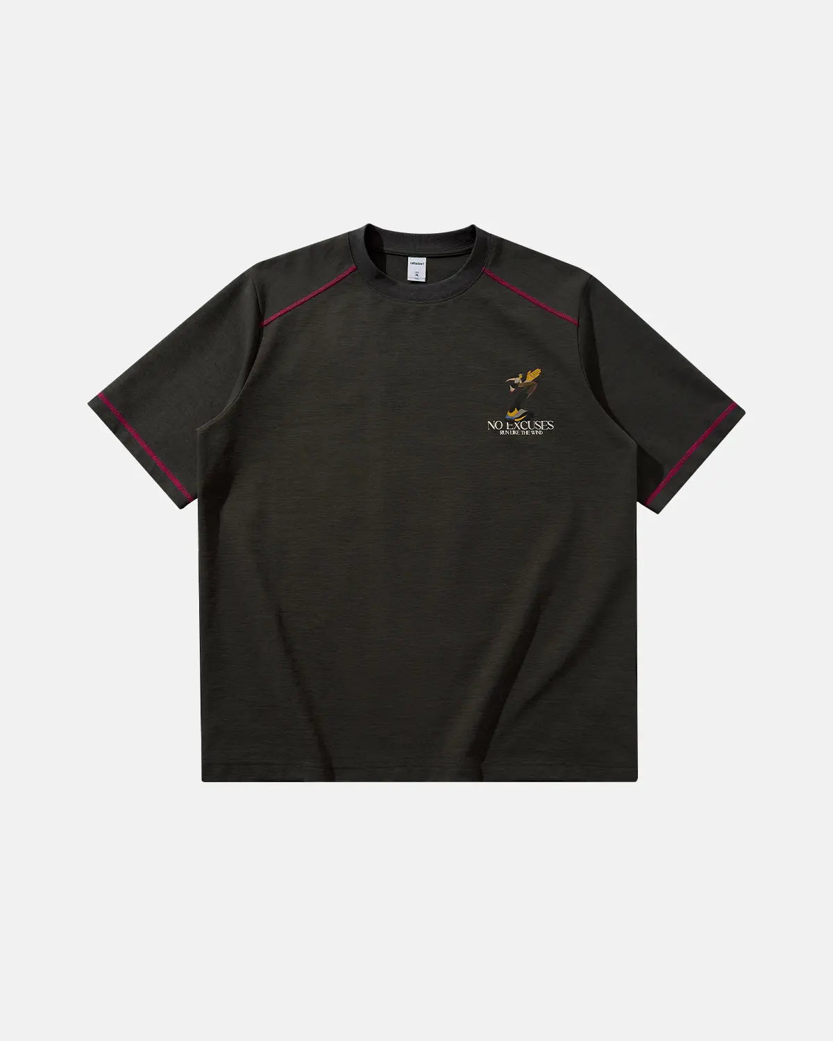 Inflation Streetwear contrast stitching graphic tee featuring bold design and streetwear style, with visible stitching details on the fabric.