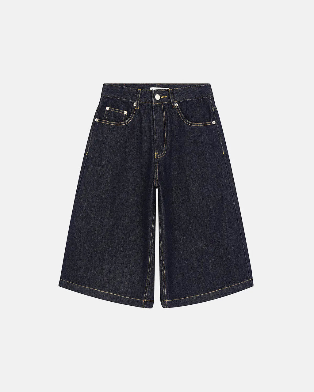 INFLATION Carpenter Raw Baggy Jorts, casual denim pants with a distressed raw hem and relaxed fit, displayed on a neutral background.