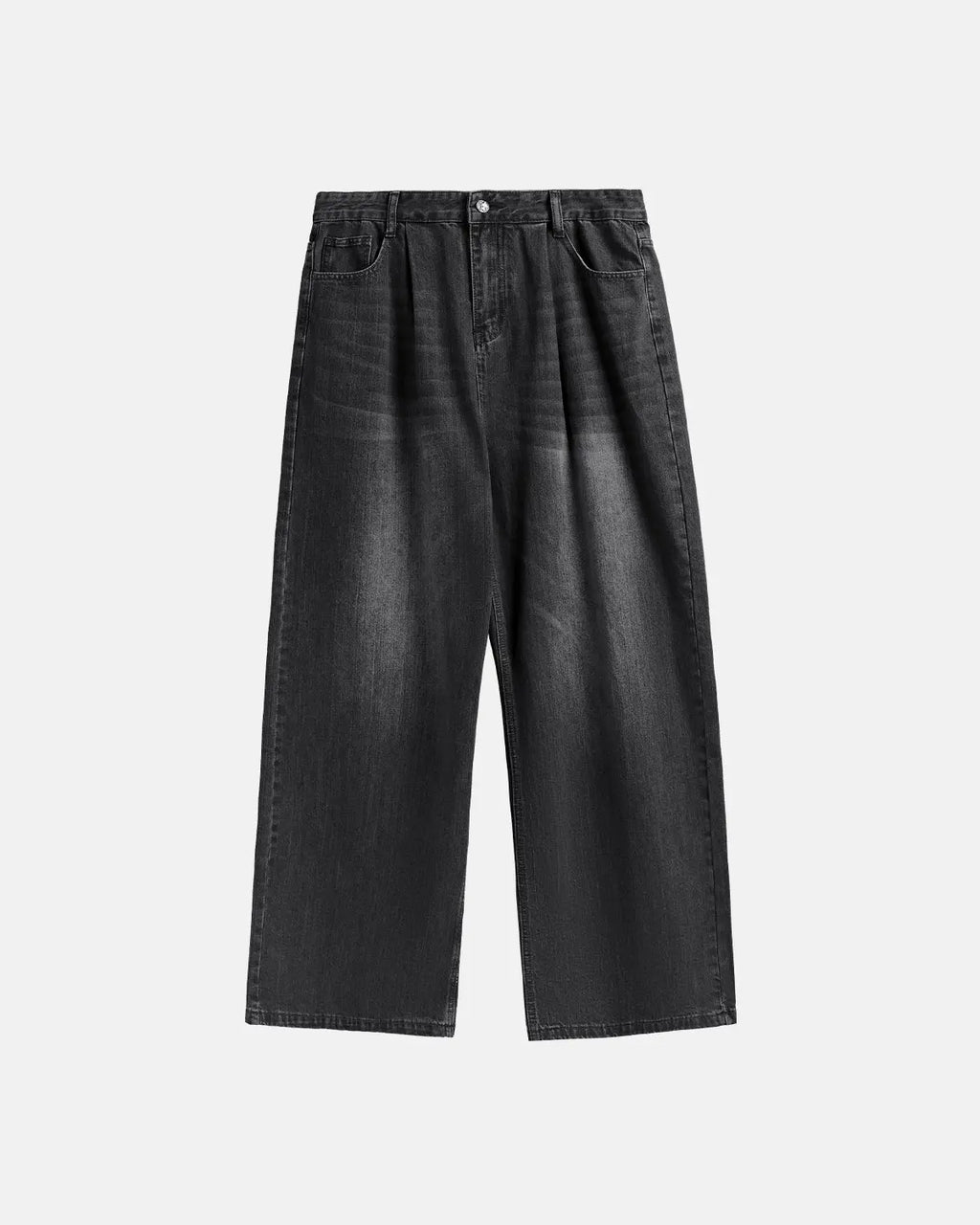 Inflation Chill Wide Leg Denim Pants displayed on a model, showcasing relaxed fit and stylish streetwear design.