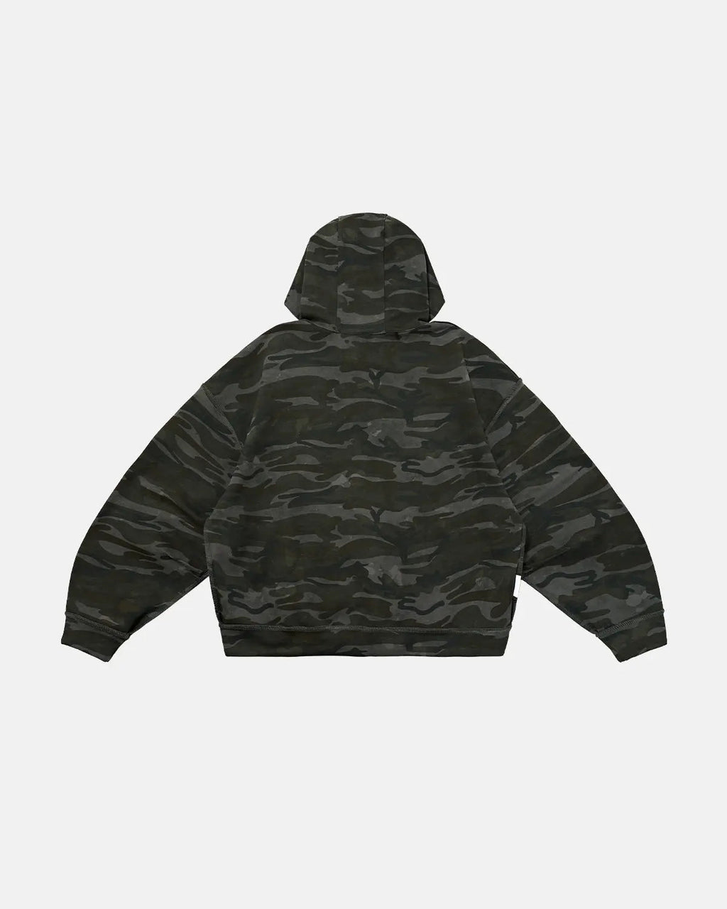Reversible camo zip-up jacket by INFLATION, stylish streetwear with camouflage pattern and zip closure, shown on a mannequin.
