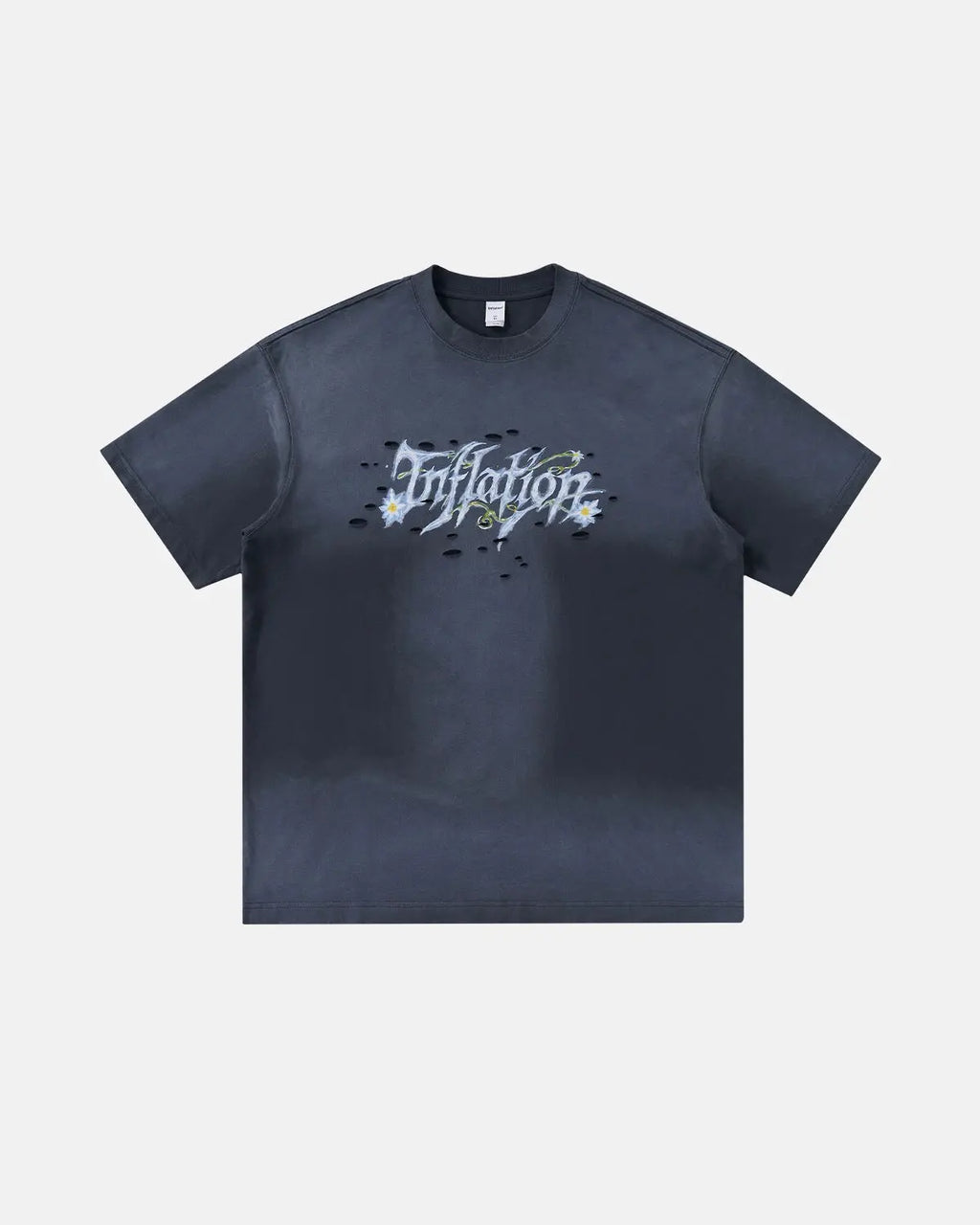 Inflation Streetwear Monkey Washed Ripped Graphic Tee featuring a distressed print and casual fit on a model.