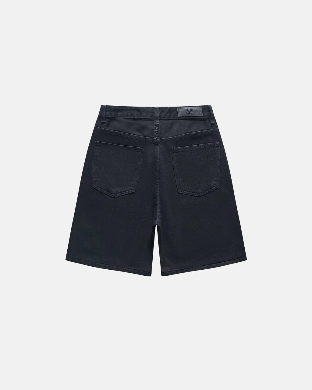 Metal clasp baggy jorts by INFLATION, featuring distressed denim and loose fit, perfect for streetwear style.