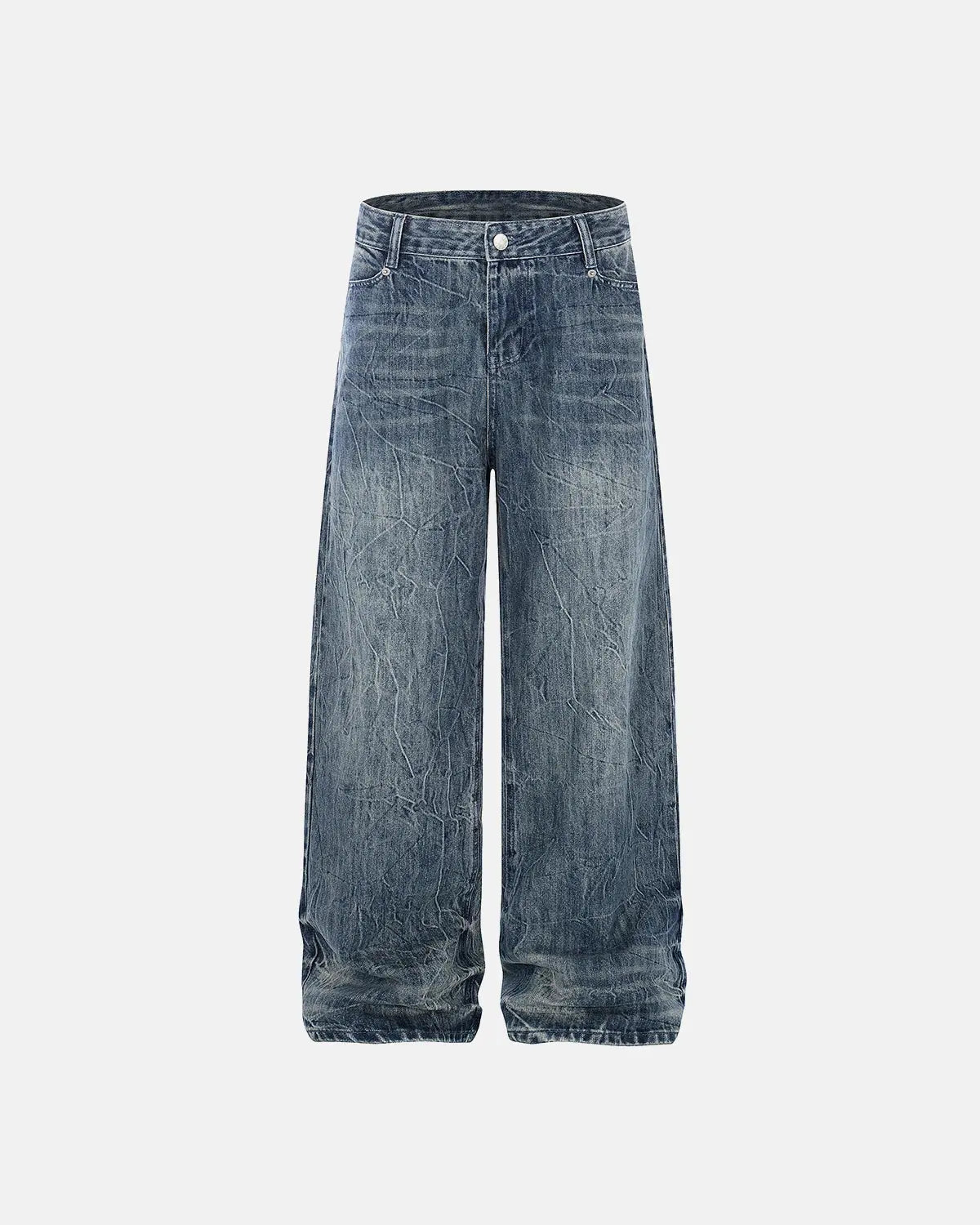 Textured baggy jeans by INFLATION featuring a relaxed fit and streetwear style, shown on a model.