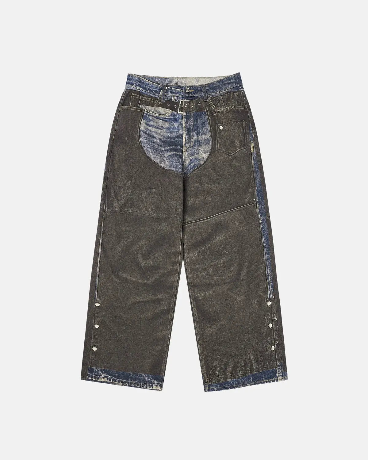 Colorblock digital printing cotton jeans by Inflation Streetwear, featuring vibrant color panels and a classic denim fit.