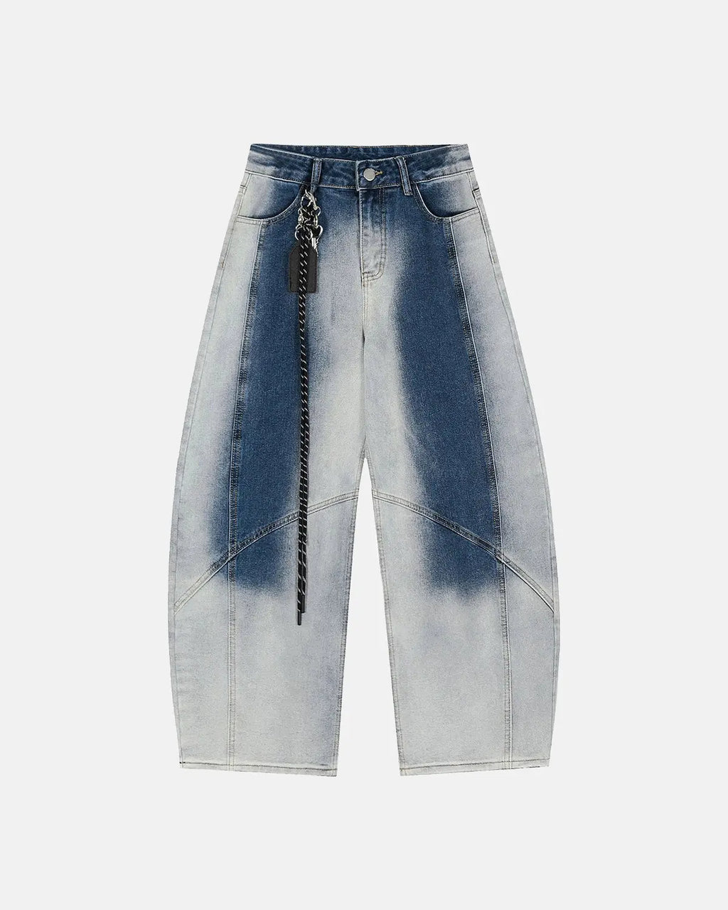 Inflation Monkey Wash Baggy Barrel Jeans with relaxed fit, denim fabric, and stylish distressed details.