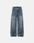 Inflation Streetwear textured wash baggy jeans with relaxed fit and distressed details, showcasing casual streetwear style.