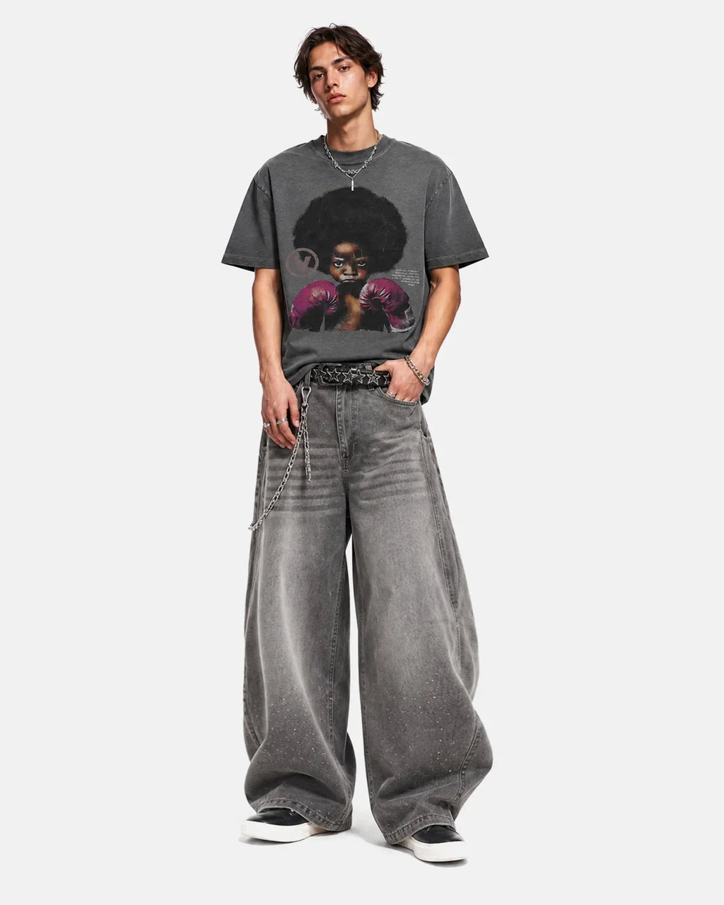 Vintage graphic oversized T-shirt by INFLATION Streetwear featuring bold print on a relaxed fit tee.