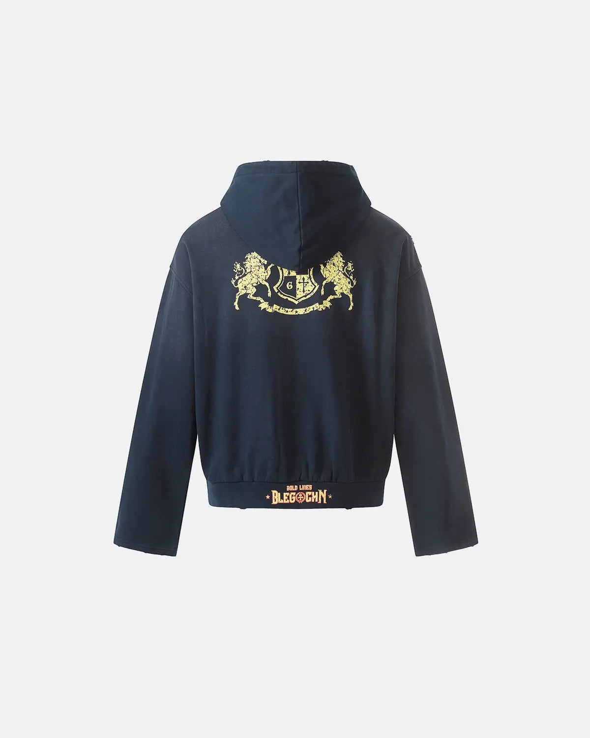 Distressed washed printed zip-up hoodie from Inflation Streetwear featuring a casual, stylish design with a front zipper and graphic print.