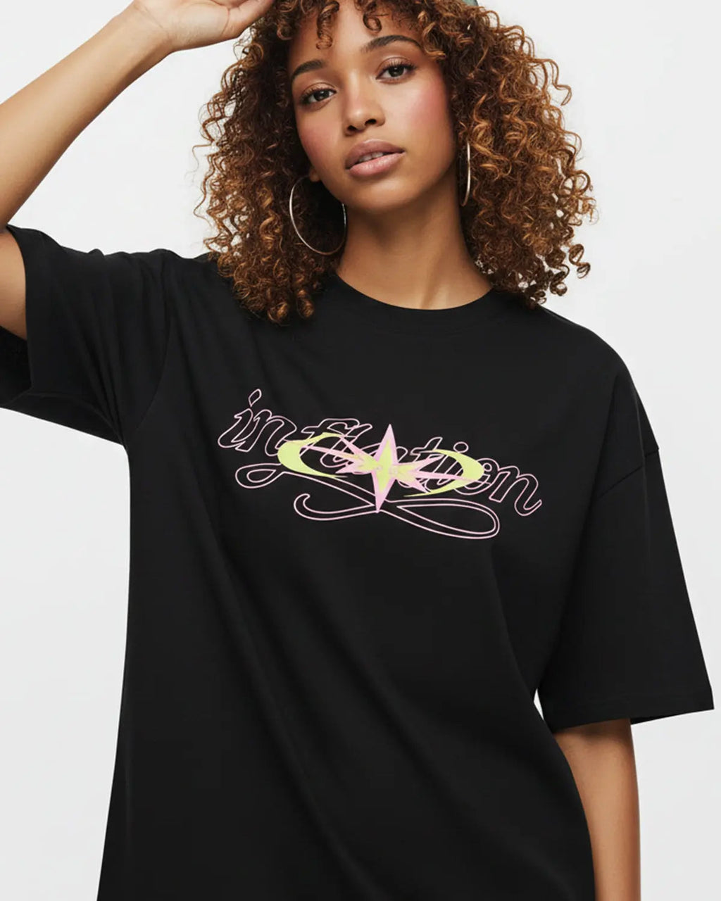 Cotton "Money on the Way" T-shirt by INFLATION featuring bold graphic print, casual streetwear style, and comfortable fit.