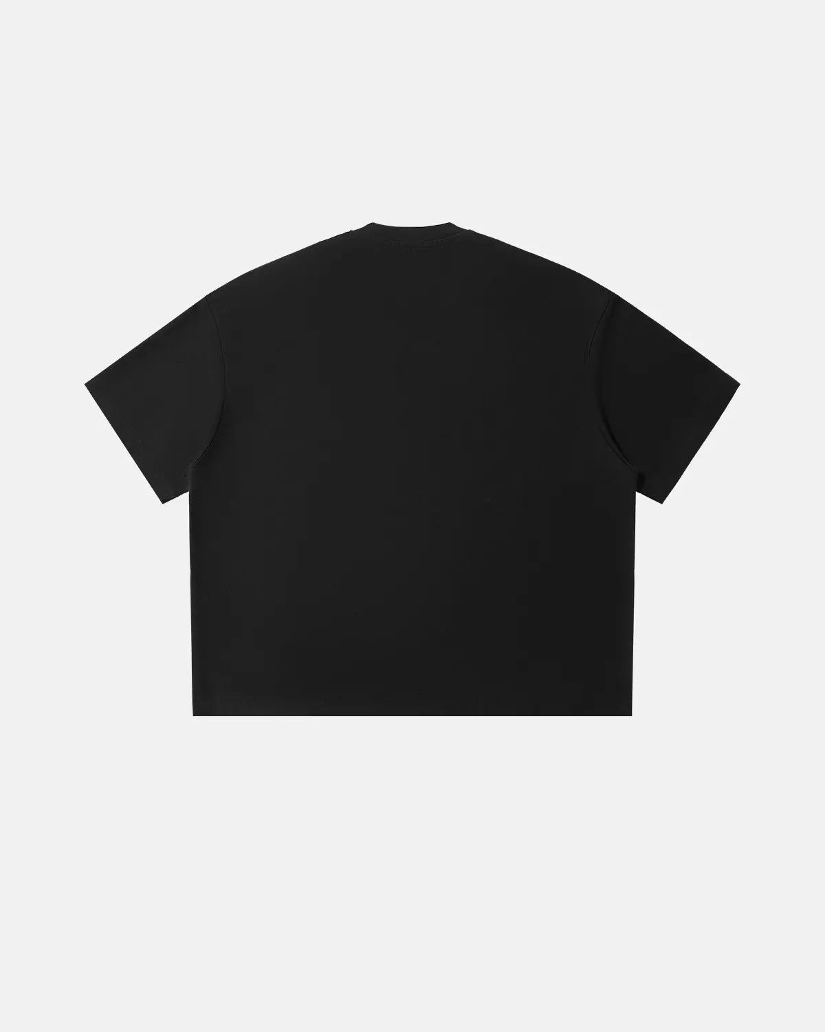 Black boxy T-shirt with Inflation Streetwear logo front and center, casual fit, showcased on a plain background.