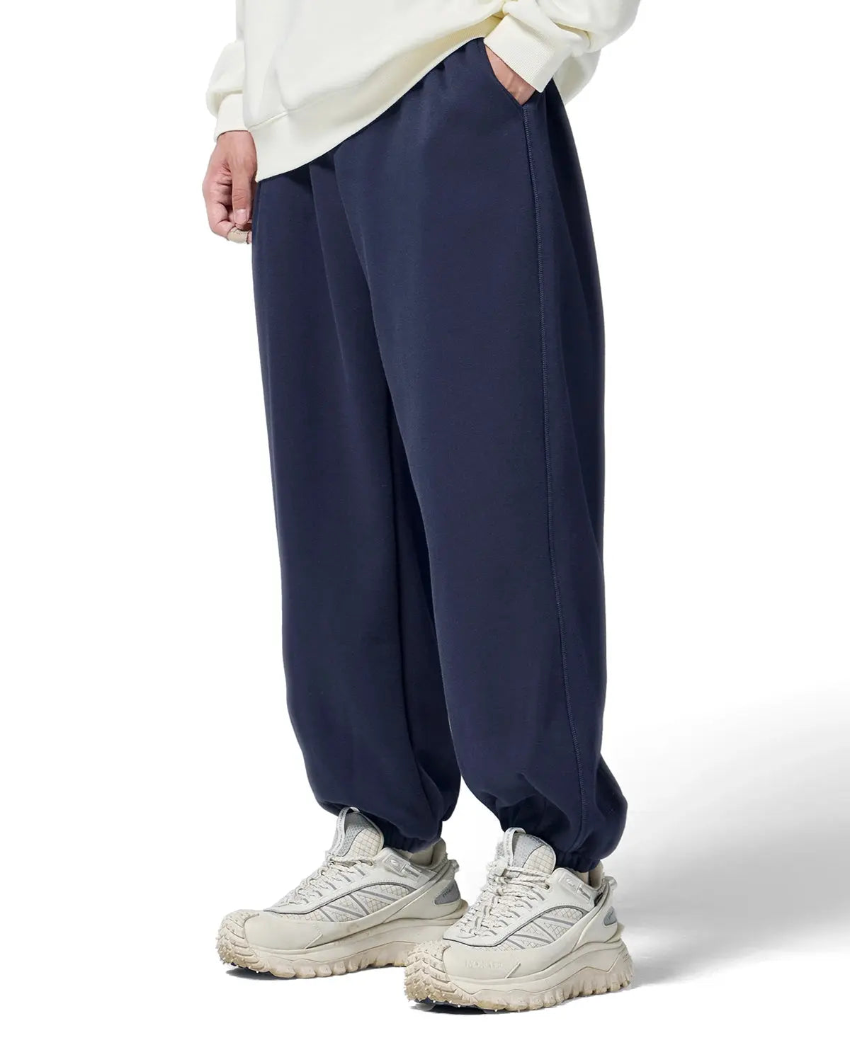 Gray relaxed fit cozy joggers from Inflation Streetwear, featuring a comfortable elastic waistband and casual style.