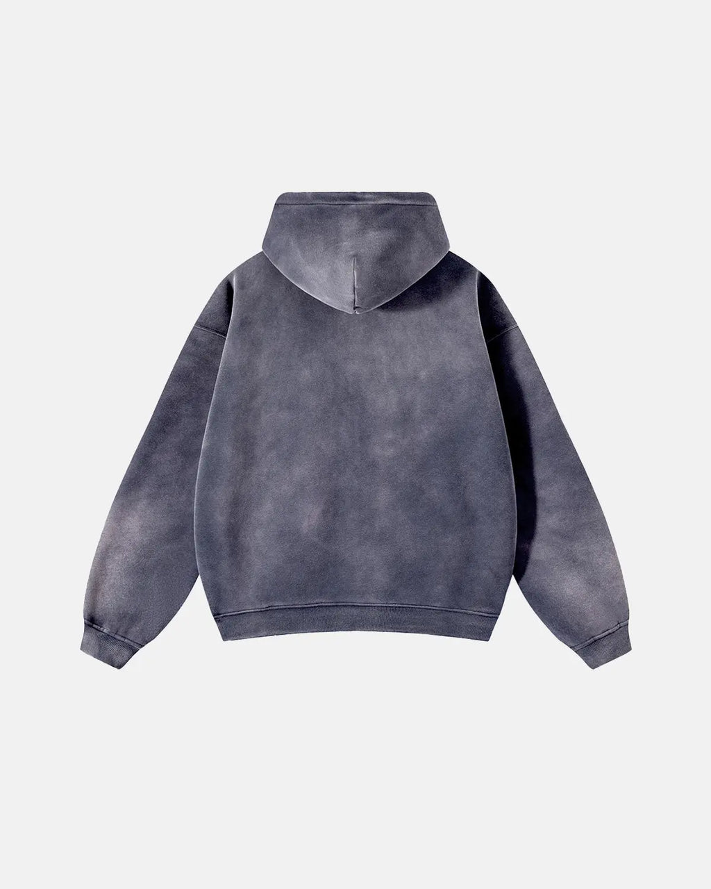 Acid washed zip-up hoodie by INFLATION Streetwear, featuring a casual fit and distressed, vintage-style fabric.