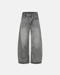 Bamboo weave barrel jeans by INFLATION, showing the textured fabric and relaxed fit of stylish streetwear pants.
