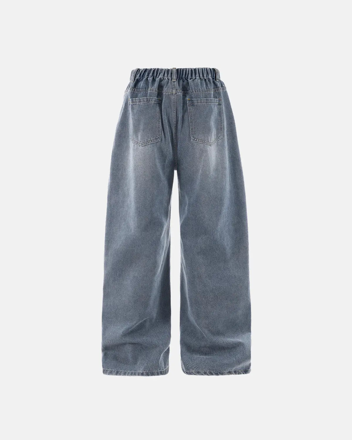 Acid wash detachable bandana baggy jeans by INFLATION featuring a relaxed fit, distressed details, and a removable bandana accessory.