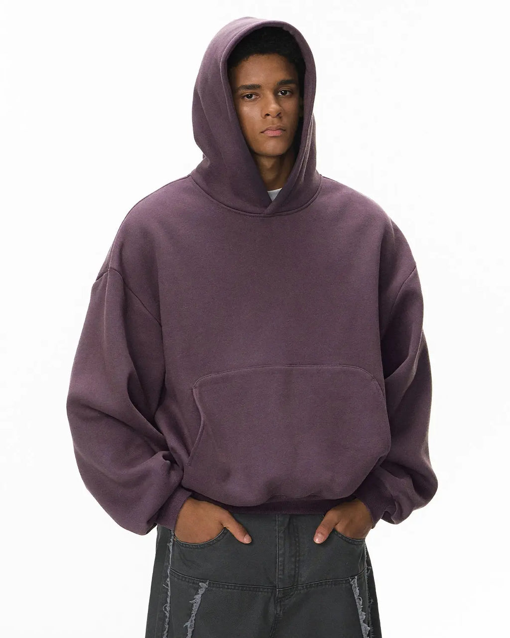 Blank Comfy Boxy Fit Hoodie by INFLATION, featuring a relaxed fit and minimal design, perfect for casual streetwear style.
