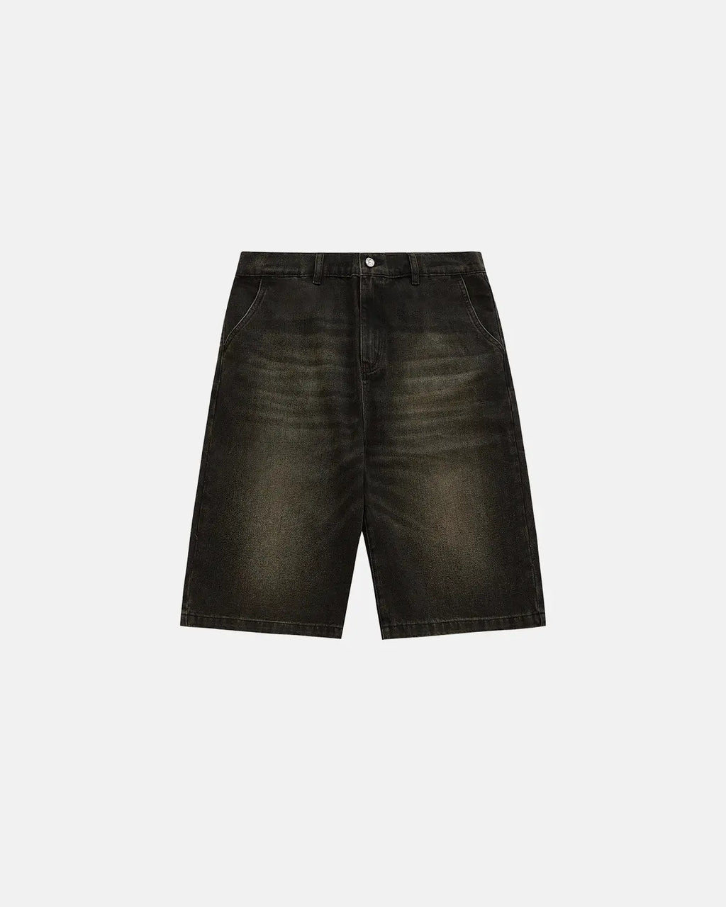 Retro washed denim jorts by INFLATION, stylish vintage-inspired jeans with a worn-in look and relaxed fit.