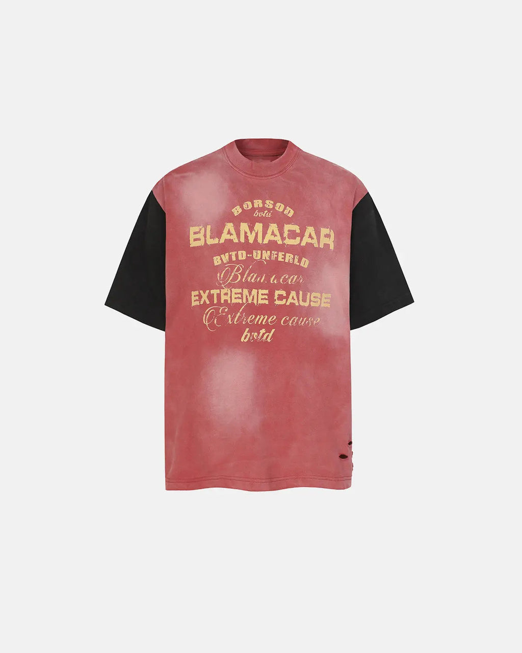 Inflation Streetwear patchwork washed graphic T-shirt with colorful, distressed design and casual fit.