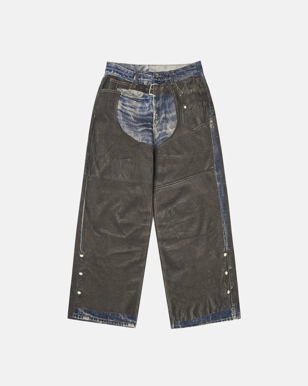 Colorblock digital printing cotton jeans by INFLATION featuring bold color panels and classic fit, perfect for streetwear style.