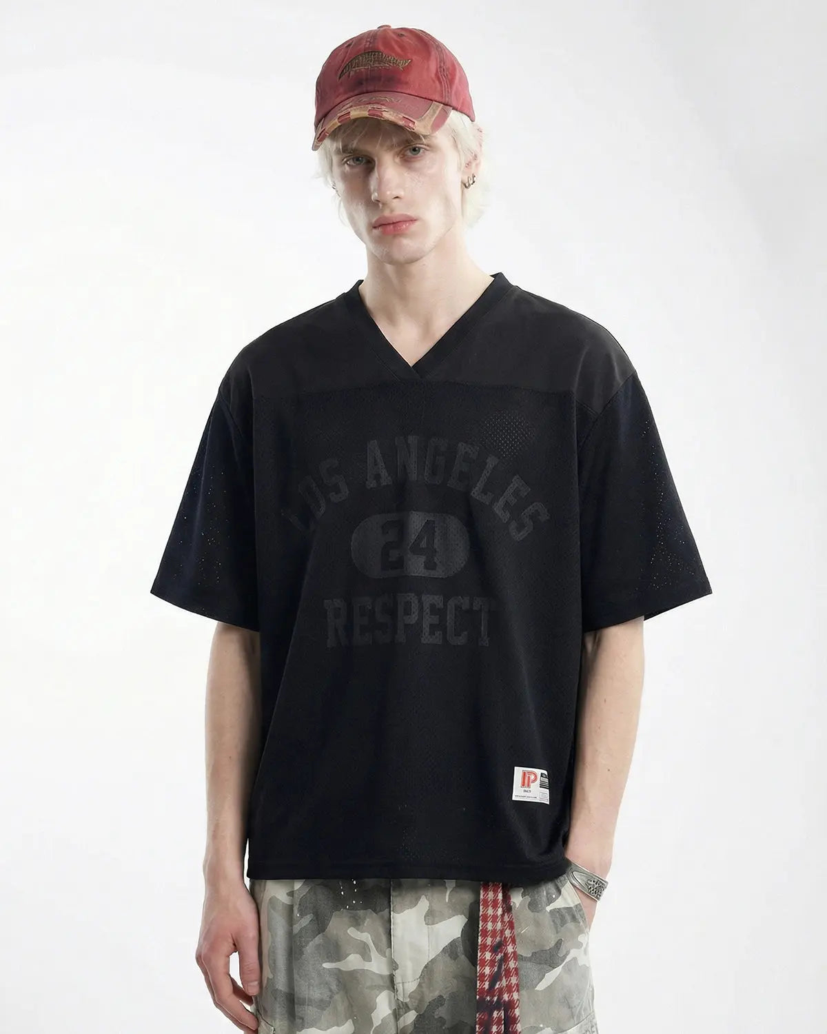 INFLATION 24 Graphic Mesh Basketball Jersey featuring bold graphics and breathable mesh fabric for sporty streetwear style.